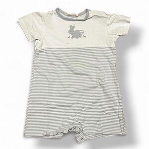 GUC White & Gray Striped Baby Romper with Bunny Design (18 months)